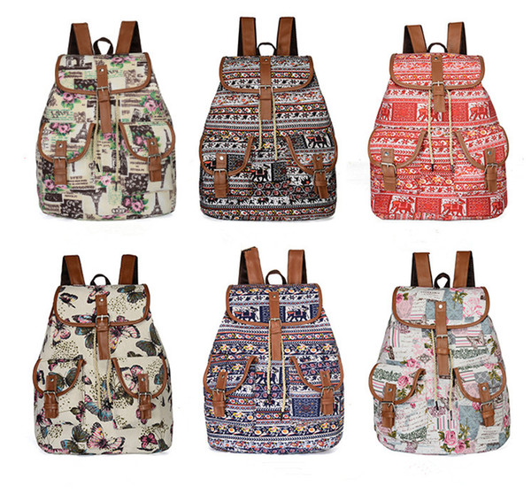 Fashion Drawstring backpack bag women ladies canvas travel backpack casual Outdoor Sport packs college student Teenager school bag rucksack