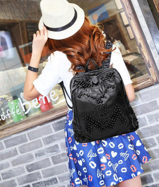 Best-selling fashion casual women's multi-function black outdoor backpack women's designer waterproof leather backpack013