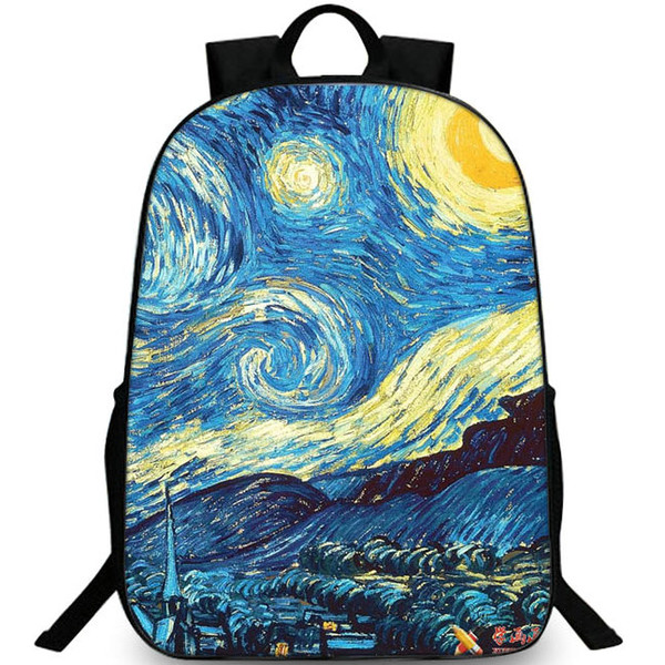 Starry night backpack Van Gogh daypack Great painting schoolbag Leisure rucksack Sport school bag Outdoor day pack