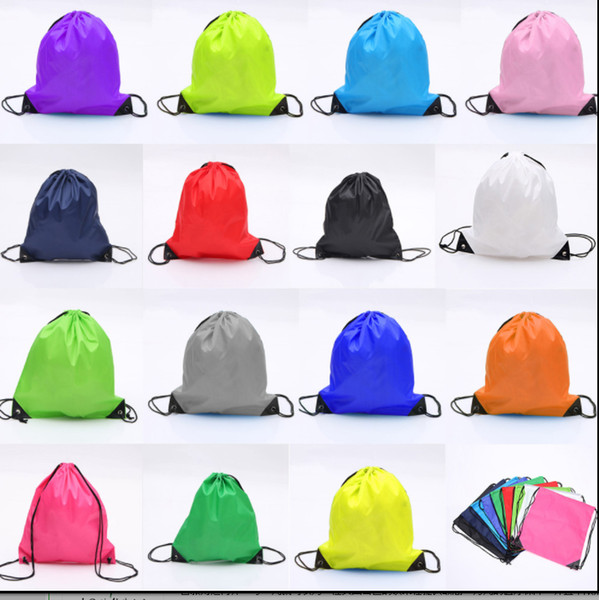 210D Polyester Nylon drawstring backpacks Custom Advertising blank plain organizer Rucksack Girls Boys Travel sports Bags kids DIY Gift bag