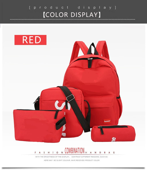 New 4-piece SUP brand letter casual breathable canvas school universal multi-purpose backpack student Crossbody bag free shopping