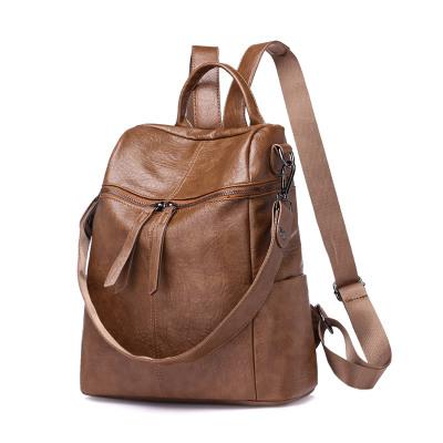 2018 new style skin wash, leather, backpack, casual single shoulder dual-use soft leather backpack