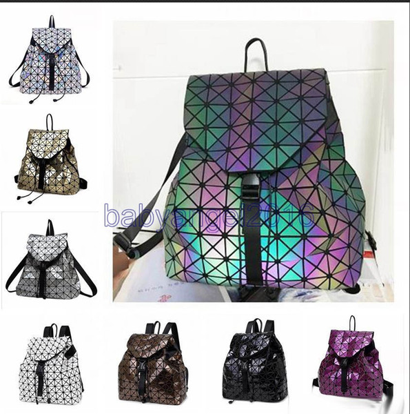 Women Backpack Issey Diamond Lattice BaoBao Bag Style Sequins Mirror Laser Women Bag Geometric Joint Rucksack School bag