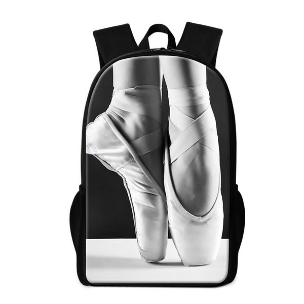 Cute Ballet Dancing Girl School Backpack for Teenagers Trendy Lightweight Bookbag Pattern Toe Shoe Print Bagpack Personalized Kids Rucksack