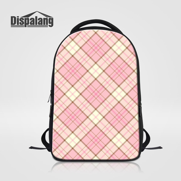 Pink Plaid Laptop Backpack For Teenage Girls Bookbags For College Students Women's Outdoors Rucksack Mochilas Travel Knapsack Bagpack Rugtas