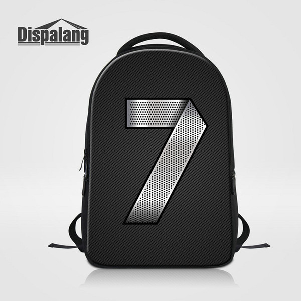 Large Capacity Laptop Backpack Men's Travel Bags Metal Number Printed School Bag Bookbag For College Students Women Knapsack Rugzak Mochilas