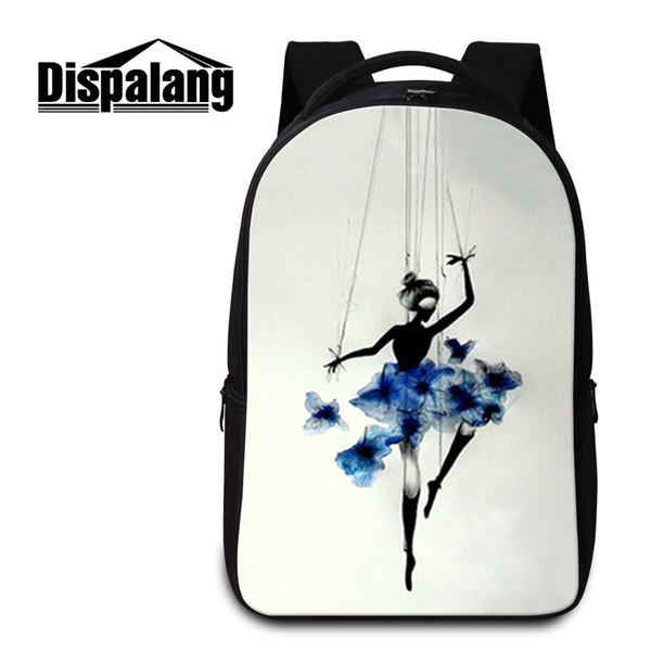 College Students Backpack Ballet Dancing Girl Pattern Laptop Bookbag for High Class Pretty Computer Backpack Rucksack for Girls Mochilas