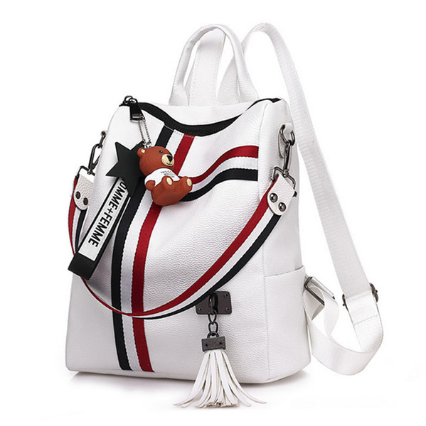 New Large Capacity Ladies Bag European And American White Lady Backpack Fashion Versatile Backpack