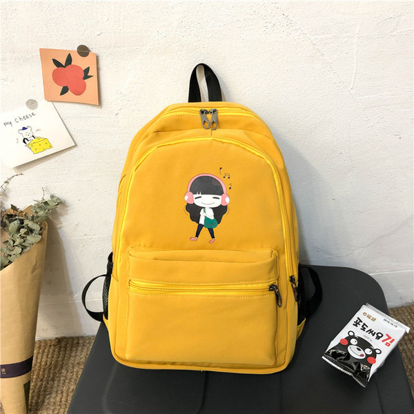 Pretty Canvas Backpack Casual for Teenager Girls Shoulder Bag Mochila Feminina Sac Travel Bags Cartoon Printing School Bags