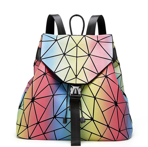 Korean Gradient Backpack Diamond Rubik's Cube Lady Bag Colorful Geometric Backpack