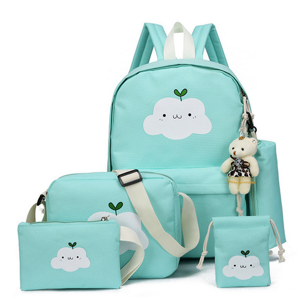 Children Backpack Boys And Girls Backpack A Set Of 5 School Bags For Middle School Students Cloud Cartoon Set Schoolbag