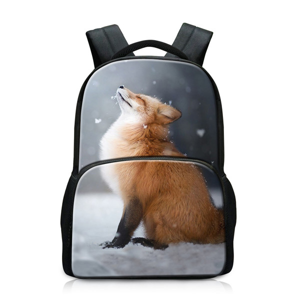 Very Nice Adults Computer Packbags Customized Personalized Computer Backpacks for Teens Print Fox Patterns Fancy Backbags Knapsack for Boys