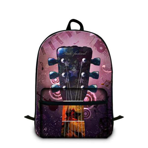 Guitar Printing School Backpack For Teenage Girls Boys Women Canvas Laptop Bag Rucksack Children's Daily Daypacks Unisex Bagpacks Schoolbags