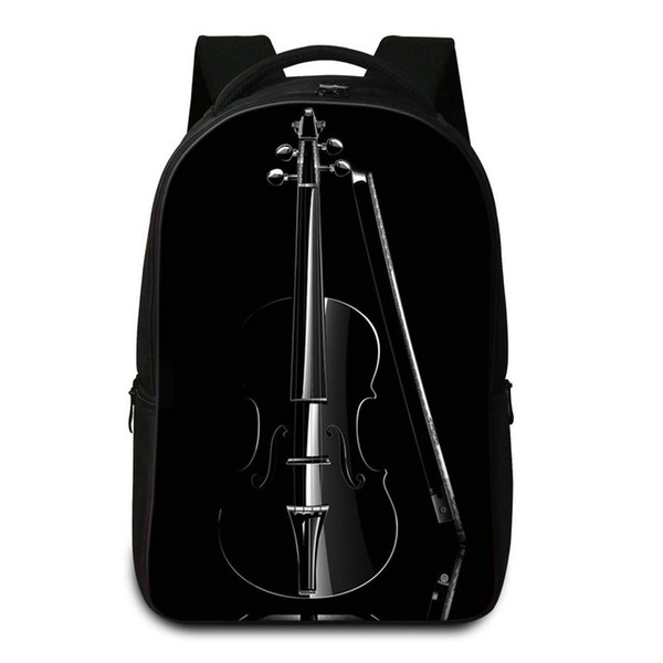 Cool Black Violin School Laptop Backpack For High Class Students Women's Casual Daypacks Men Rucksack Bagpack Mochilas