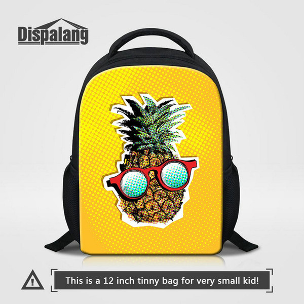 Unique Design Cartton Pineapple Fruit Printed School Backpack For Little Girls Stylish Book Bags 12 Inch Small Bagpack Toddler Kids Rucksack