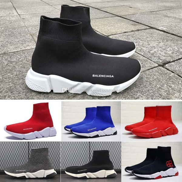 2019 Sock Shoes Speed Trainer Mens Women Boots Triple Black White Red Blue Casual Shoes Sock Race Runners Sports Shoes 36-45