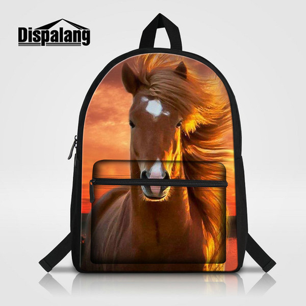 Horse Printed School Bag For Middle School Students Animal Bookbags For Teenagers Portable Laptop Bags High Quality Canvas Backpack Bagpacks