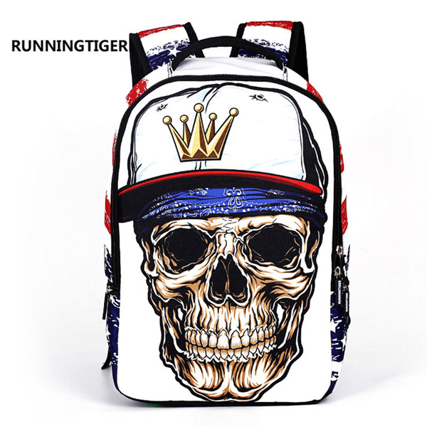 Backpack 2018 New Fashion Tide Hiking Backpack Luxury Designer Backpacks Sport Polyester Men Women Skull Print European and American Style