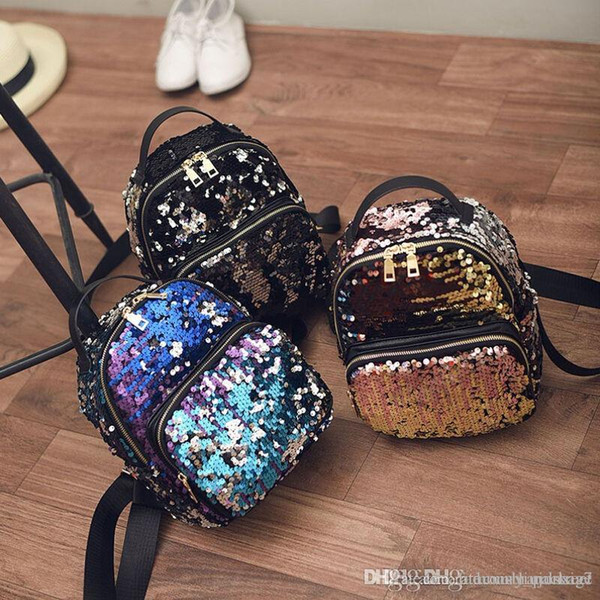 New Korean fashion college wind color sequin shoulder bag handbag tide trend leisure backpack