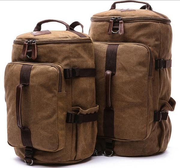 Outdoor shoulder bag vertical section square travel canvas bag large capacity round bucket bag gumu6051