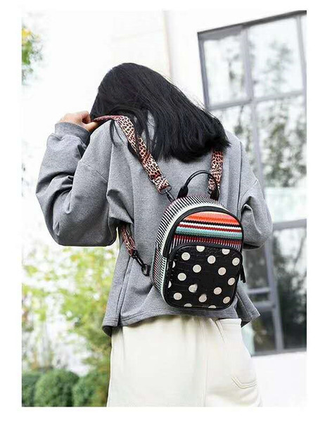 hot 2019 new fashion three leaf grass brand backpacks ladies PU leather shoulder bags 2 styles womens mini travel bags 3 strips pattern