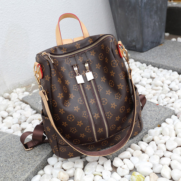 2019 New Female PU Leather Backpacks Womens Leisure Fashion Shoulder Bags Ladies Classic Printed Dual Purpose Travel Bag