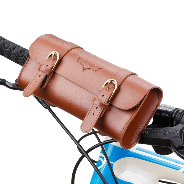 B-SOUL 2018 Vintage Rainproof Handlebar Bag Bicycle Tail Bag PU Leather Cycling Saddle Pouch Tail Pannier Riding Bike