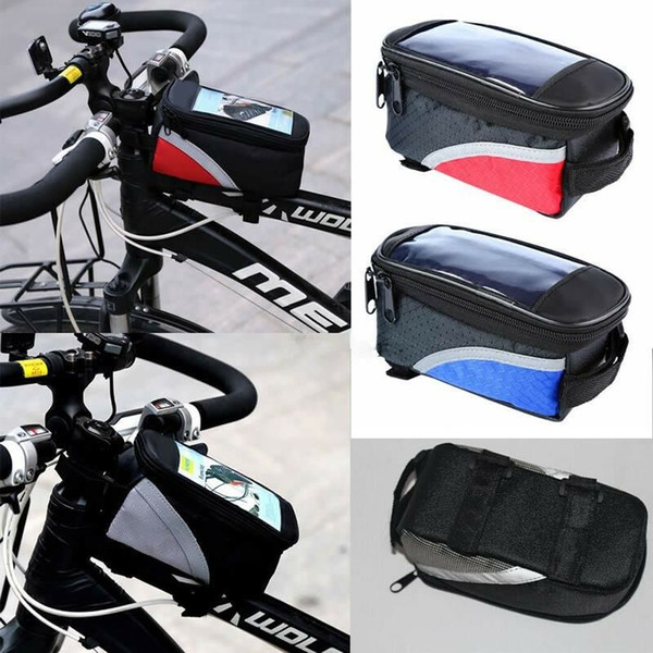 New Style Unisex Patchwork Waterproof Mountain Bike Frame Front Bag Pannier Bicycle Mobile Waist Packs New Fashion Hot Casual