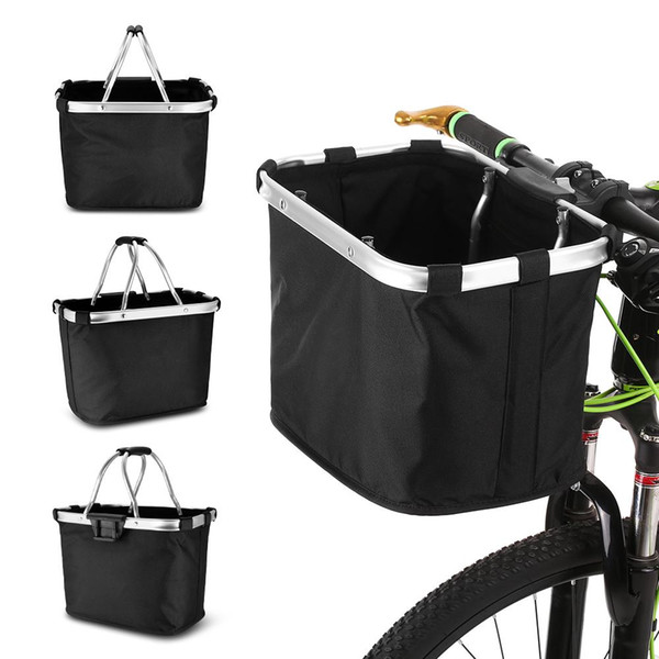 Lixada Bicycle Front Basket Folding Removable Bike Handlebar Basket Pet Cat Dog Carrier Bag Aluminum Frame Top Handles Bags