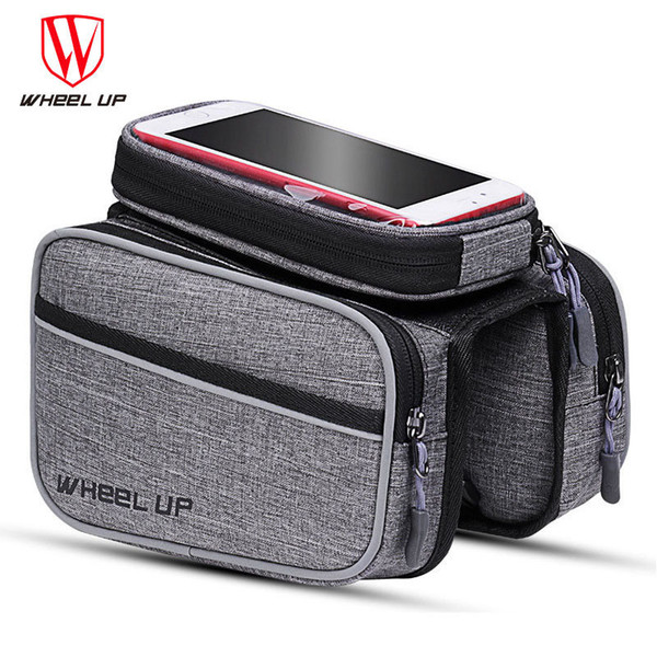 WHEEL UP Canvas 6.0 Inch Phone Touch Screen Bike Front Tube Bag Cycling Package Night Reflective Rainproof Bicycle Accessories