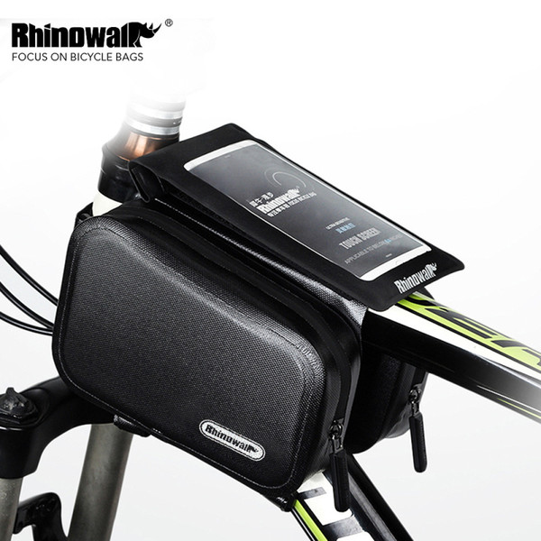 Rhinowalk Bicycle Top Tube Frame Bag Cycling Double Pouch Bike Pannier MTB Full Waterproof 6 Inches Touch Screen Cellphone Bag