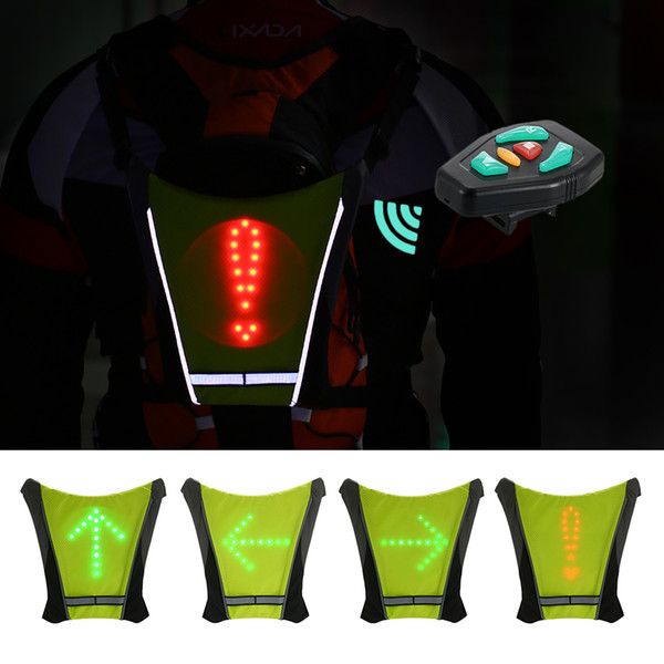 Lixada USB Cycling Bicycle Reflective Vest Bike Backpack LED Wireless Safety Turnning Signal Light Vest For Riding Night Guide