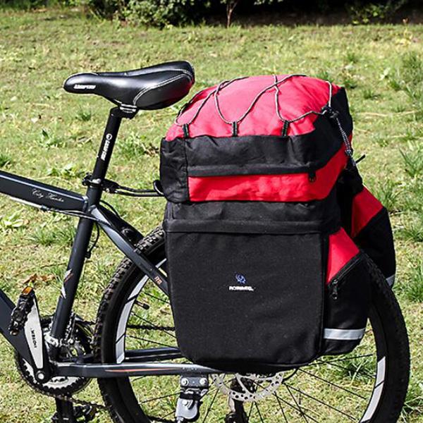 ROSWHEEL 14950 60L MTB Bicycle Bag Back Seat Double Side Bags with Rain Cover Light Reflective Tape Bike Bag Cycling