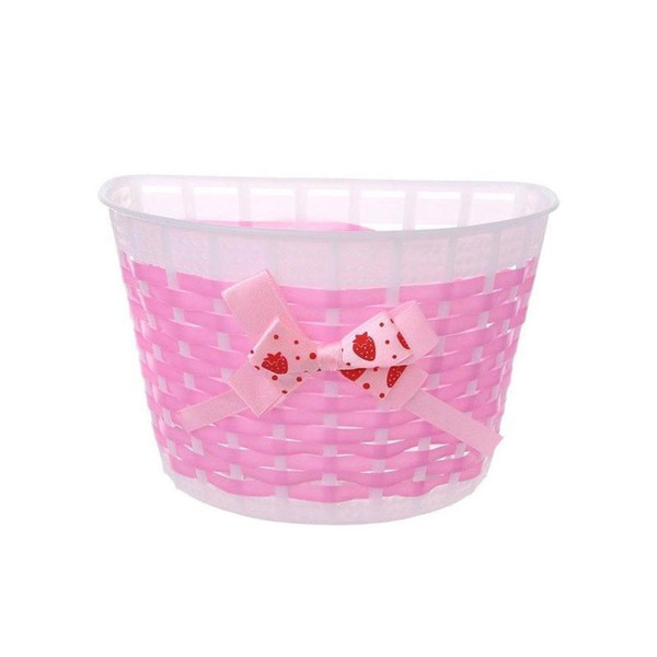 1 Pc Children Bicycle Plastic Knied Basket Mit Bow On 20x12cm/7.87x5.12'' Belly Pink Black Nju0228