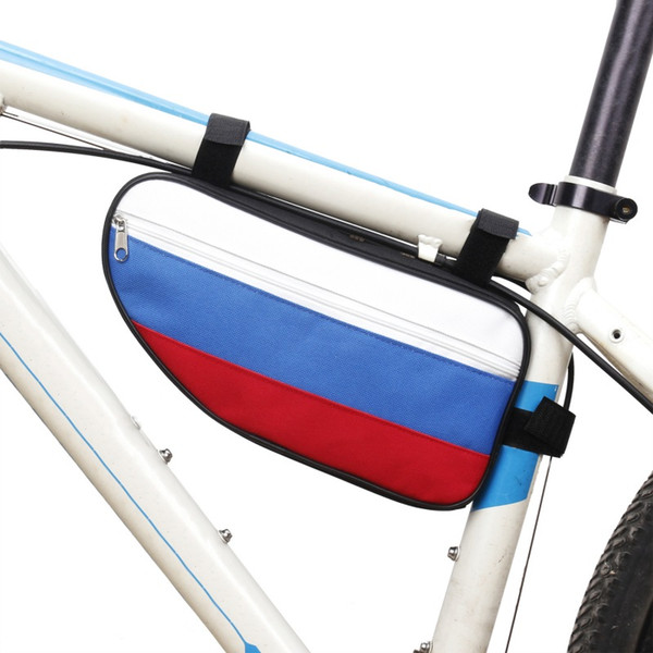 Waterproof Triangle Pouch Cycling Bicycle beam Front Tube Frame Bag Saddle Holder Stitching Russian flag color