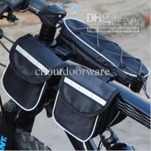 Four in one multifunctional bicycle bag front tube bag road/mountain bike frame bag with reflective stripe