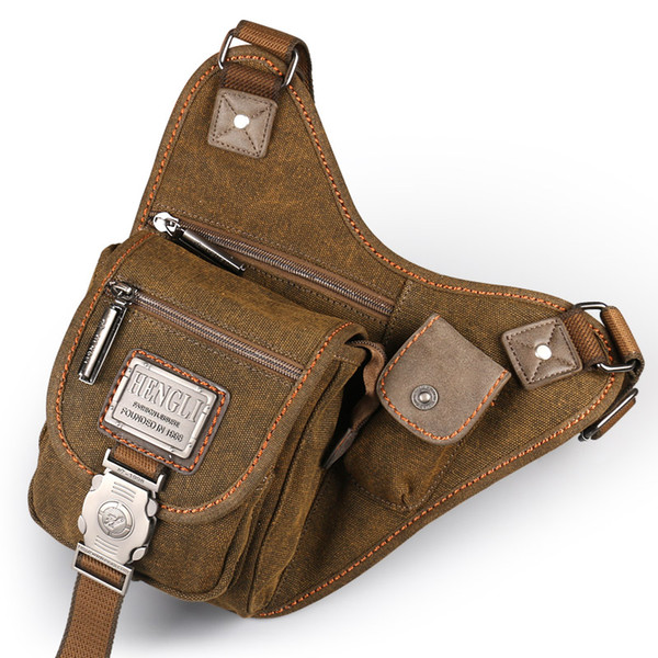 Ruil retro canvas shoulder bag waist thigh drop leg bag men leisure pockets travel vintage package Riding Messenger Bag