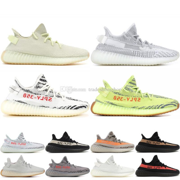 Butter Static 350 Shoes Mens Bred Semi Frozen Yellow Sesame Kanye West Running Shoes womens Cream white Sneakers US5-11.5