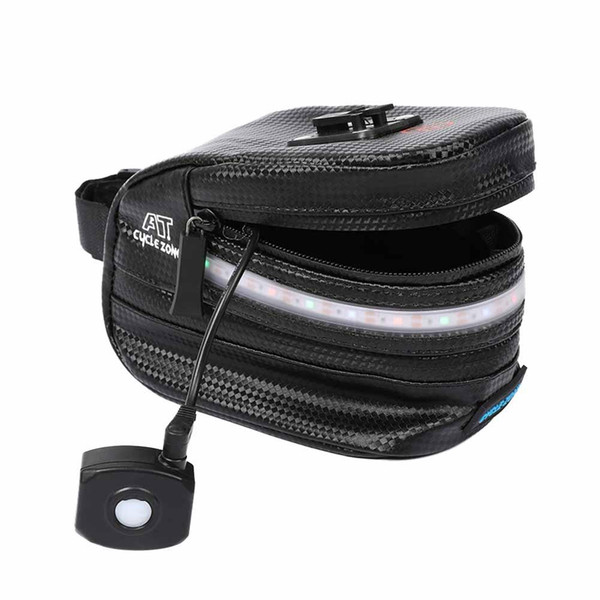 Bike Saddle Bag With Light Luminous Anti-collision Waterproof Bicycle Bag With Reflective Equipment Bike Seat Bags Pouch