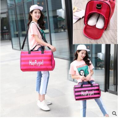 New Women Handbags Pink Letter gym bag Large Capacity Panelled Travel Duffle Striped Waterproof Beach Bag Shoulder Bag two colors B3