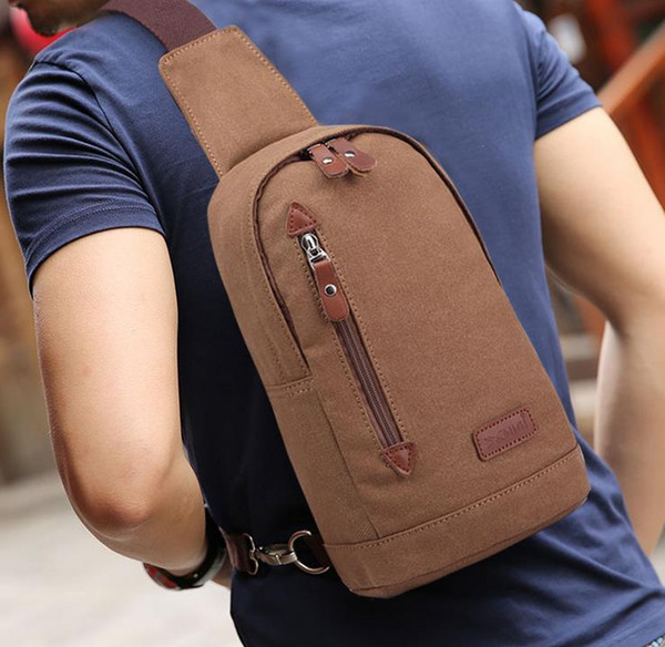 Hot Mens Chest pack Retro Leisure Bag Outdoor sports bag canvas Shoulder Bags Leisure leather Male bag Wholesale And retail D374