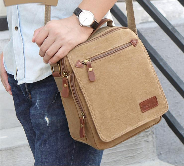 Hot Mens Retro Leisure Bag Retail canvas Shoulder Bags Leisure IPAD package Computer leather Male bag Wholesale And retail D366