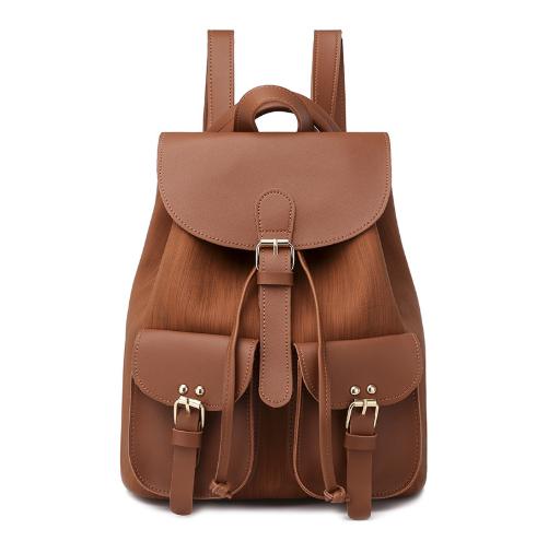 New PU material ladies retro texture shoulders hair fashion trend wild college wind backpack large capacity