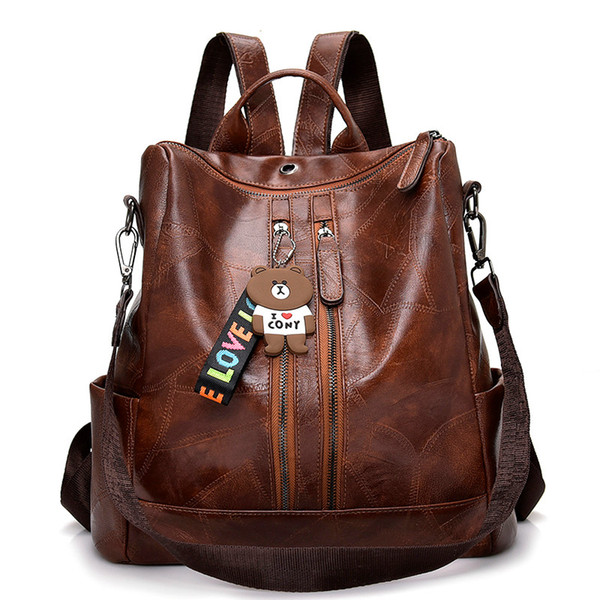 Designer- Vintage Women Backpack High Quality Youth Female Leather Backpacks for Teenage Girls Female School Shoulder Bag Bagpack Mochila