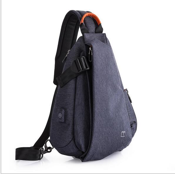 Designer-New large-capacity leisure men's chest outdoor Oxford cloth oblique Bag men's USB shoulder bag