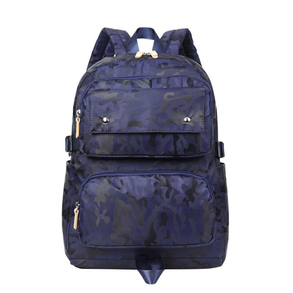 Trendy travel backpack leisure school laptop carrying waterproof soft shoulder bag camouflage or 3 plain colors