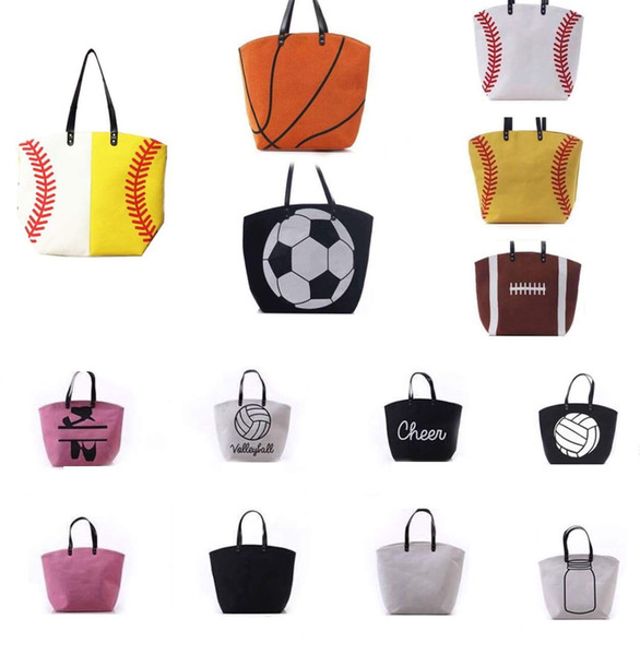 21 styles New Canvas Bag Baseball Handbag Tote Sports Bags Fashion Softball Bag Football Soccer Basketball Cotton Canvas Tote Bag