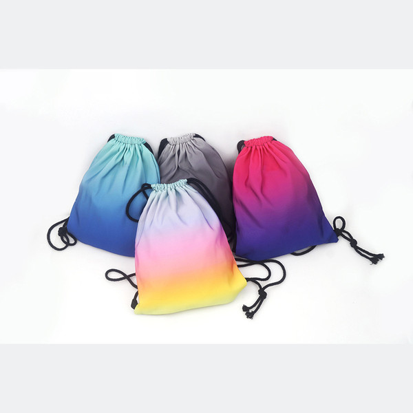 Gradient Drawstring Backpacks Sports Gym Bags Foldable Sack Pack Mesh Ultralight Hiking Travel Day Pack for Women Men Boys Girls