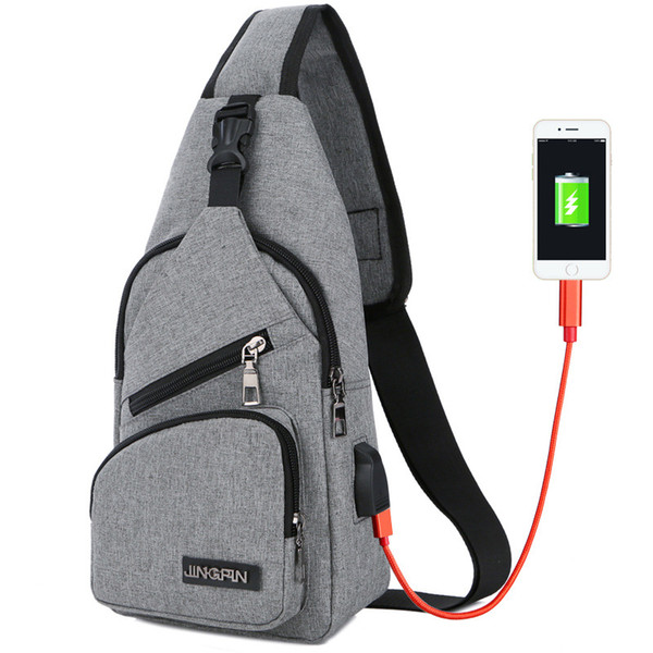 Men USB Chest Bag Large Capacity Handbag Crossbody Bags Women Nylon Single Shoulder Bag Charger Messenger Bags Backpack Travel Bags