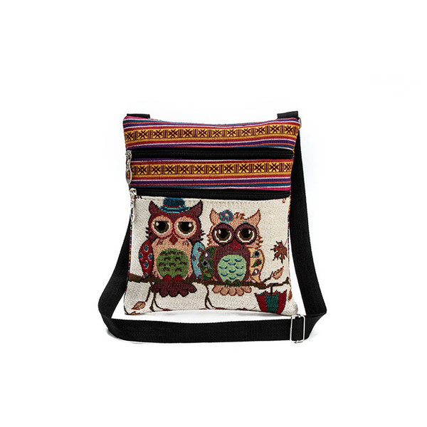 20pcs High Quality Embroidered Owl Tote Bags Women Shoulder Bag Handbags Postman Package Messenger Bag